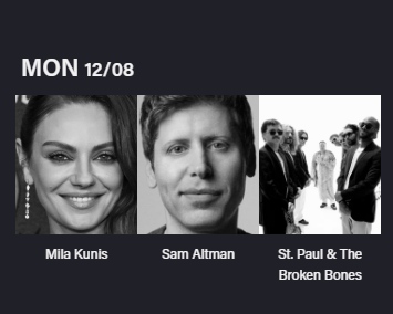 Tonight show guest lineup for December 8th.