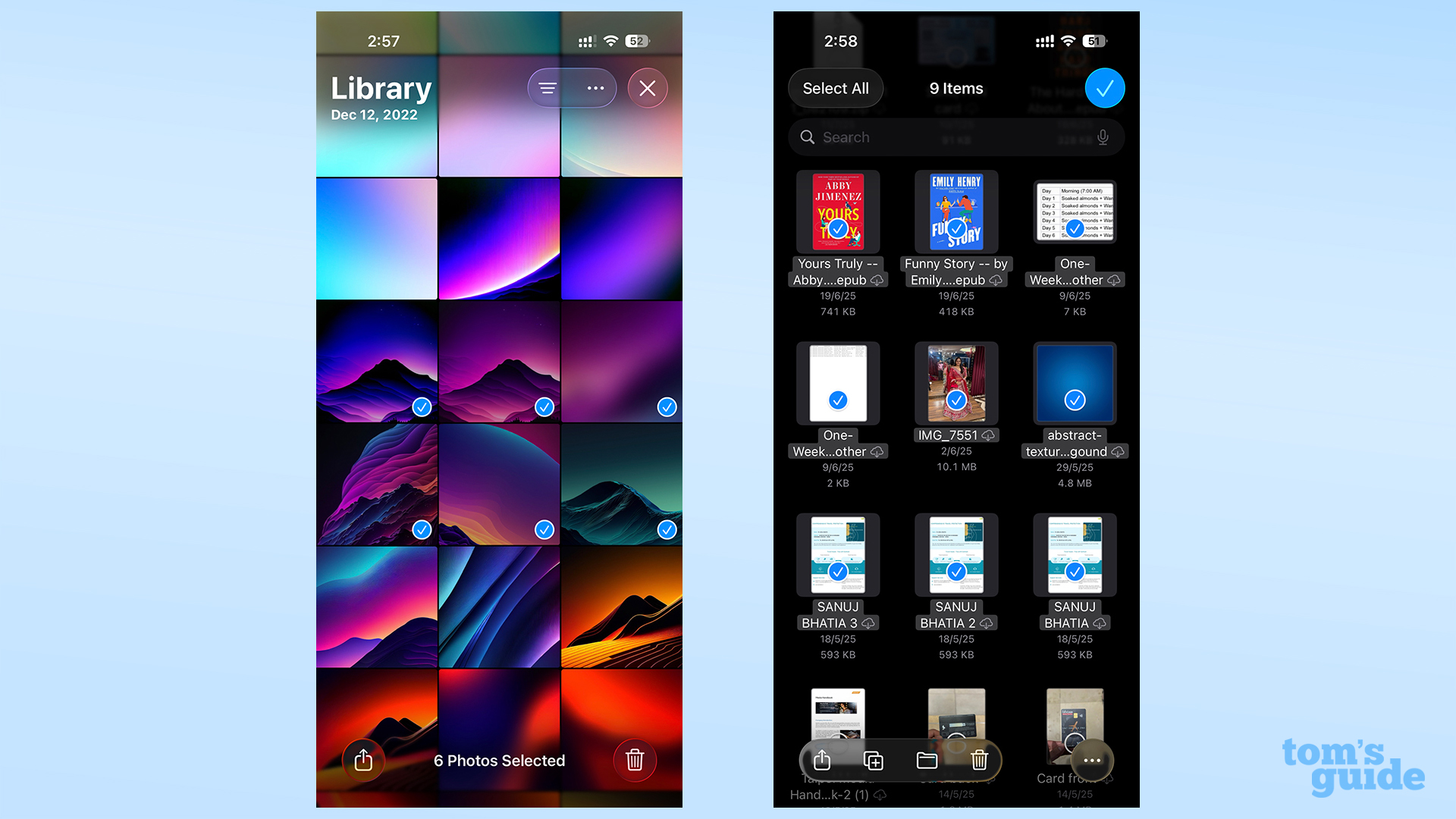 Selecting images and files on iPhone when using Quick Share between iPhone and Pixel