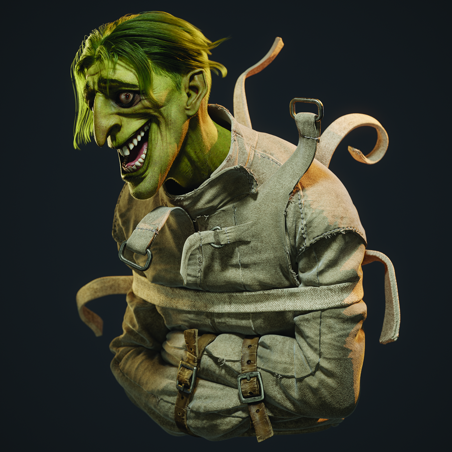 A 3D model of a laughing man