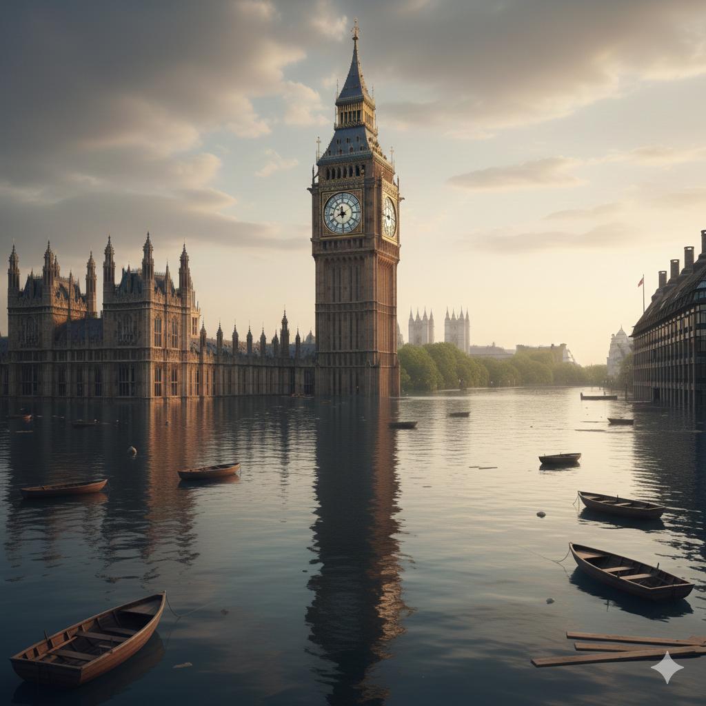 What a 6-metre sea-level rise would do to London's most iconic landmarks, as imagined by AI
