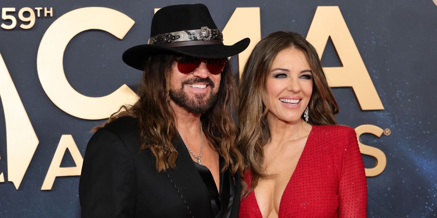 Elizabeth Hurley and Billy Ray Cyrus Match for PDA-Packed First Christmas