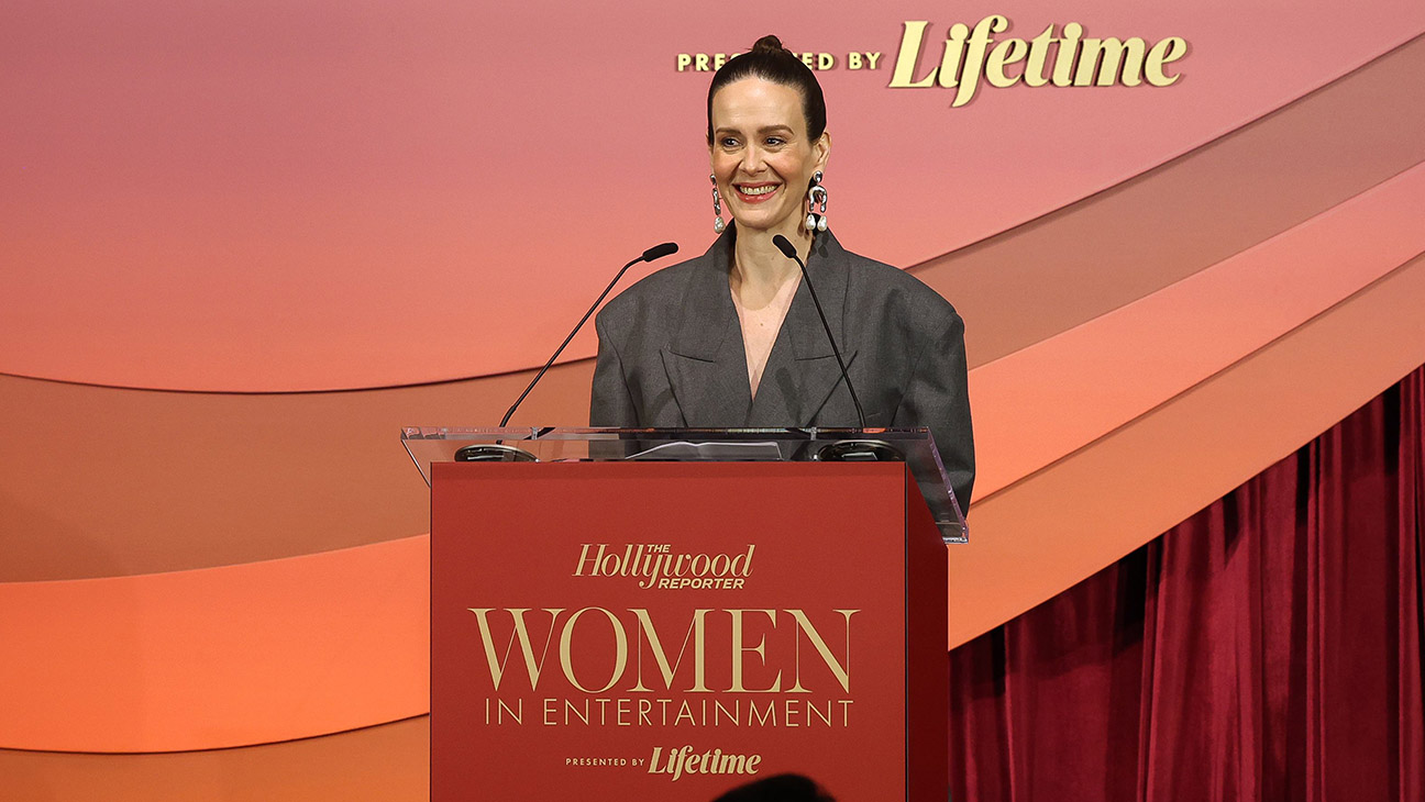 Sarah Paulson speaks onstage during The Hollywood Reporter Women In Entertainment Presented By Lifetime at The Beverly Hills Hotel on December 03, 2025 in Beverly Hills, California.