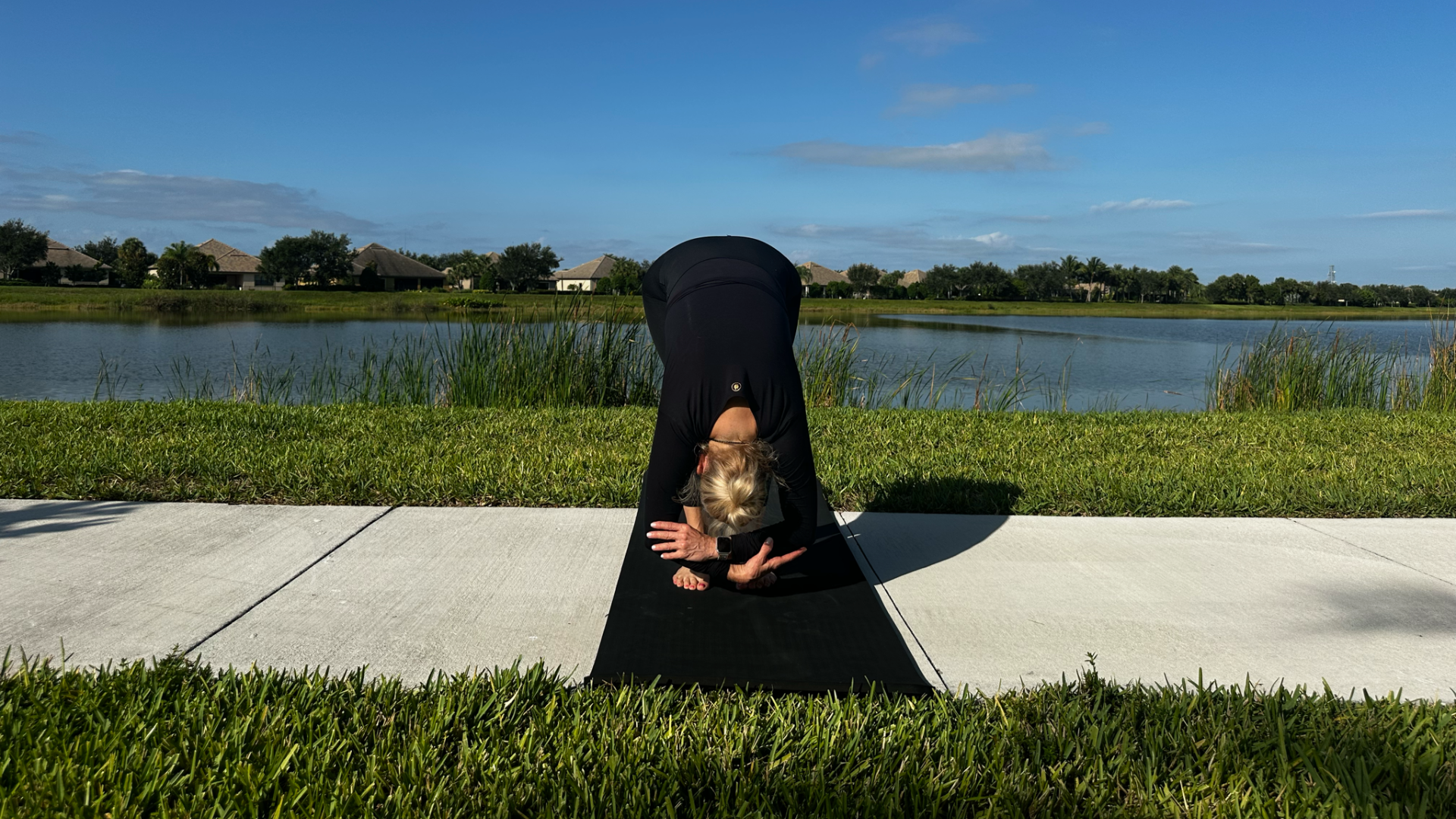 Woman does an outdoor yoga flow