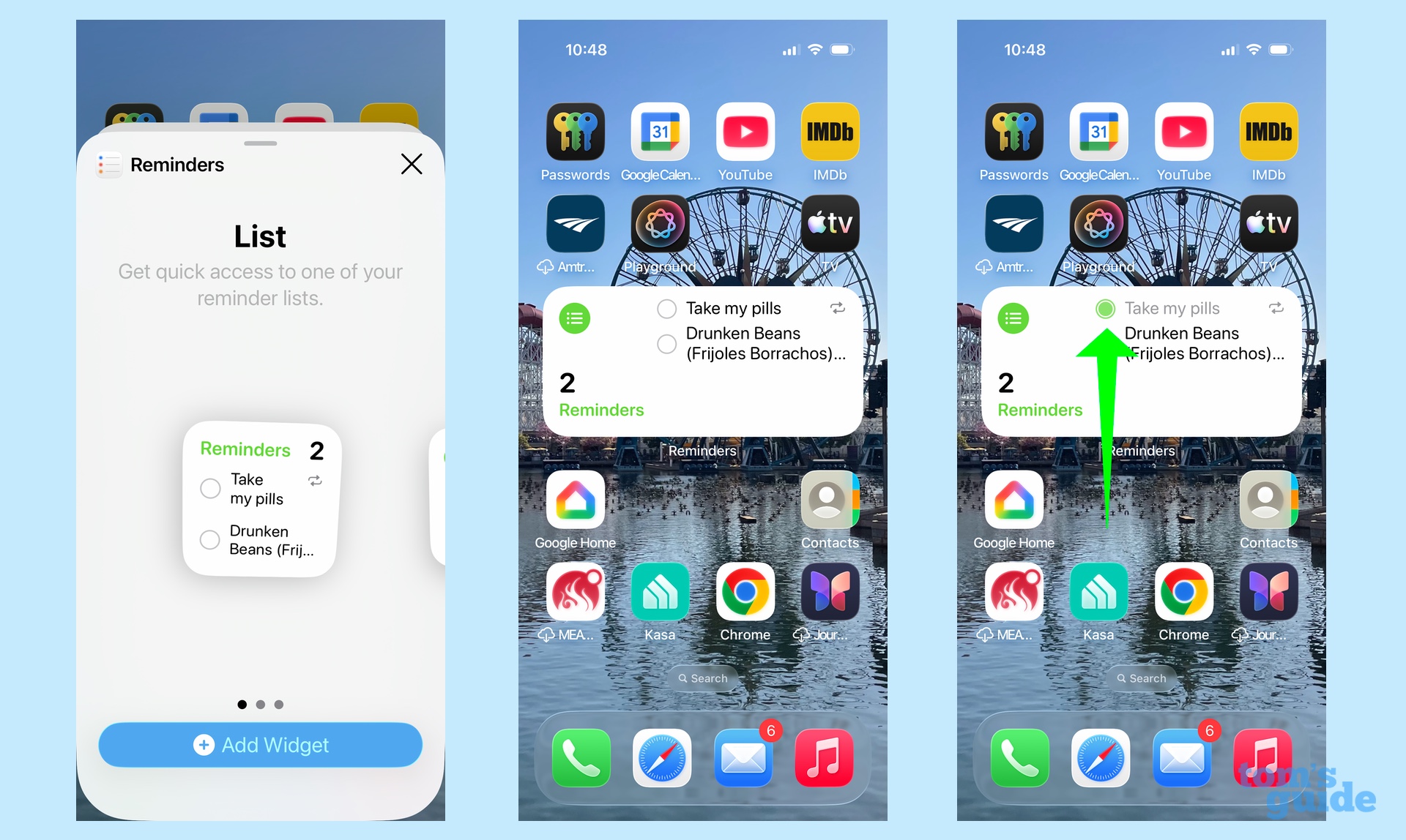 Add Reminders widget to iPhone home screen to mark off to-dos