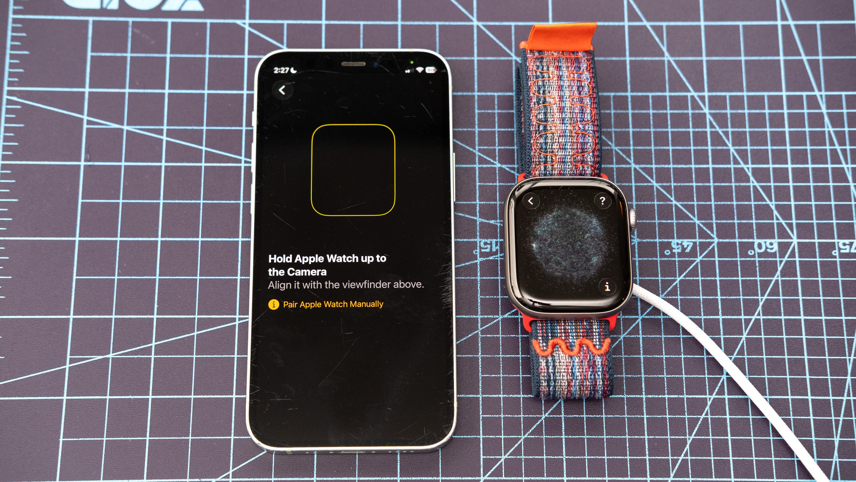 Apple Watch Series 11 close-up showing the setup and pairing process 