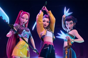 KPOP DEMON HUNTERS - When they aren't selling out stadiums, Kpop superstars Rumi, Mira and Zoey use their secret identities as badass demon hunters to protect their fans from an ever-present supernatural threat. Together, they must face their biggest enemy yet – an irresistible rival boy band of demons in disguise. ©2025 Netflix