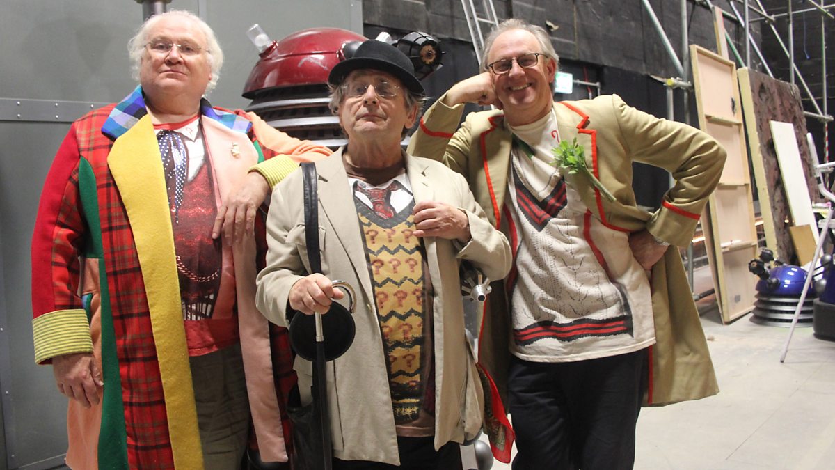 Colin Baker, Sylvester McCoy, and Peter Davison in The Five(ish) Doctors Reboot