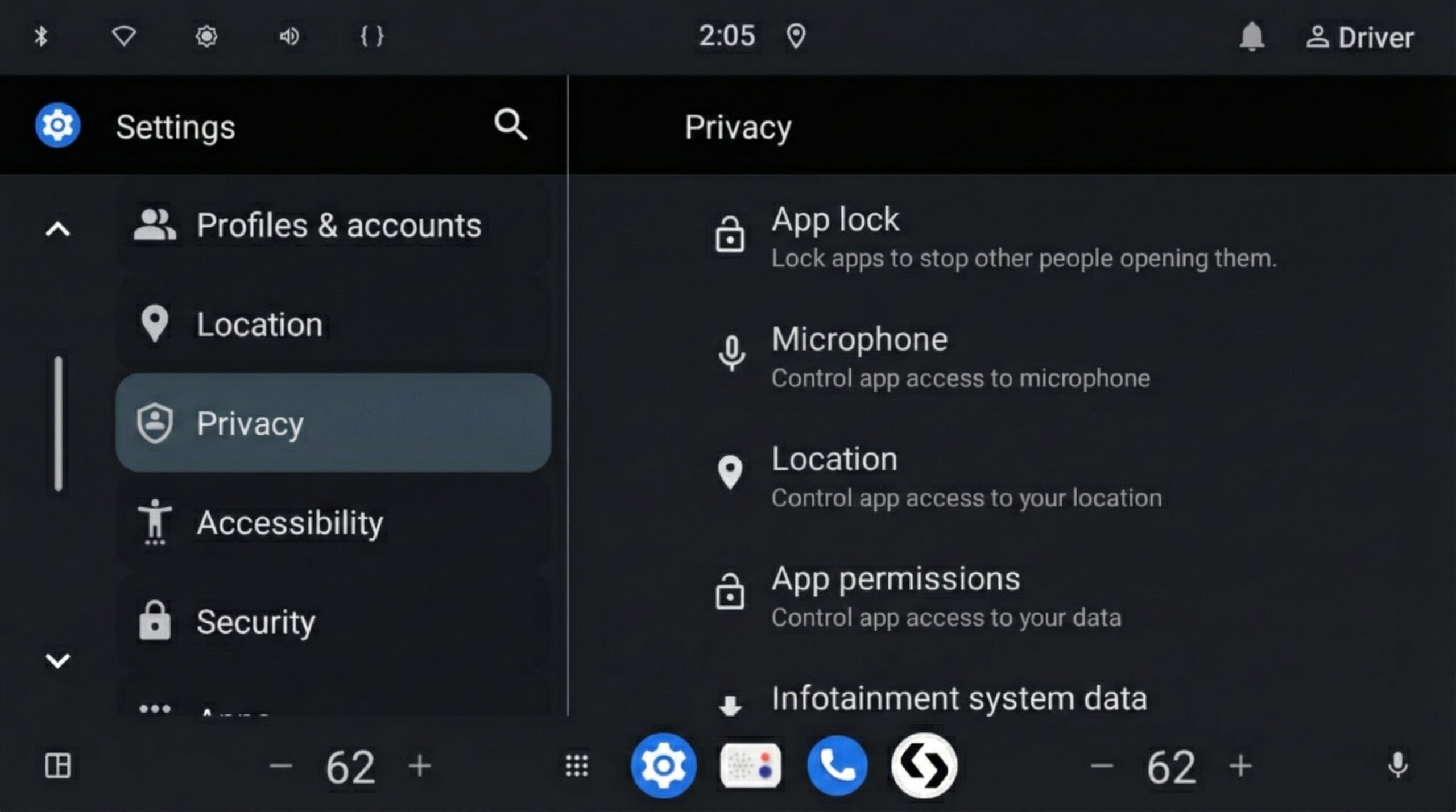 Mockup of App Lock settings in Android Automotive OS