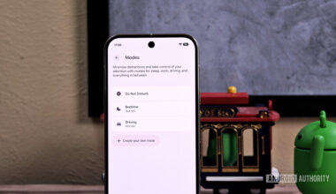 Modes settings on an Android phone with the Bot mascot in the background
