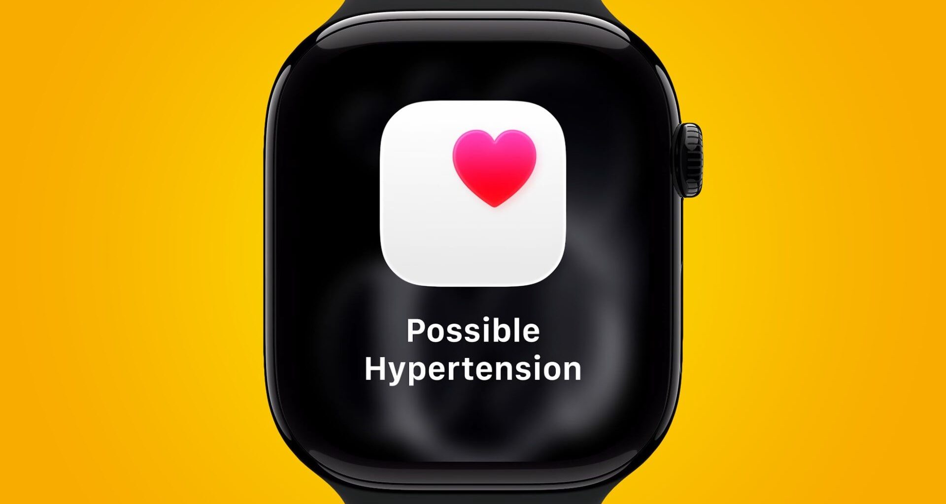 An Apple Watch displaying a hypertension alert in watchOS 26.