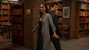 Melissa Barrera and Simu Liu in Episode 2 of 'The Copenhagen Test'