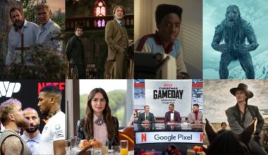 Clockwise from top left: 'Jay Kelly,' 'Wake Up Deadman,' 'Stranger Things,' 'Troll 2,' 'The Abandons,' 'NFL Christmas Game Day,' 'Emily in Paris' and 'Jake v. Joshua.'