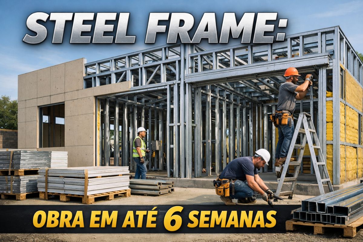 New steel frame house built using the dry steel frame construction method, resulting in faster construction, less waste, and better site organization.
