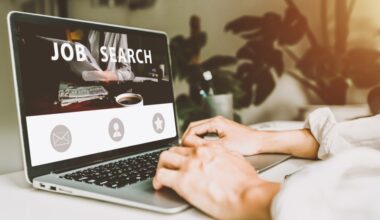 job search engine on laptop screen