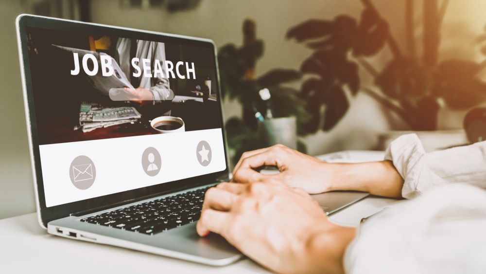 job search engine on laptop screen