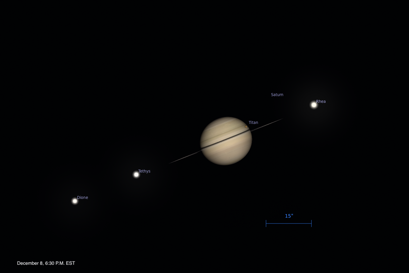 The Sky Today on Monday, December 8: Saturn’s moons shine