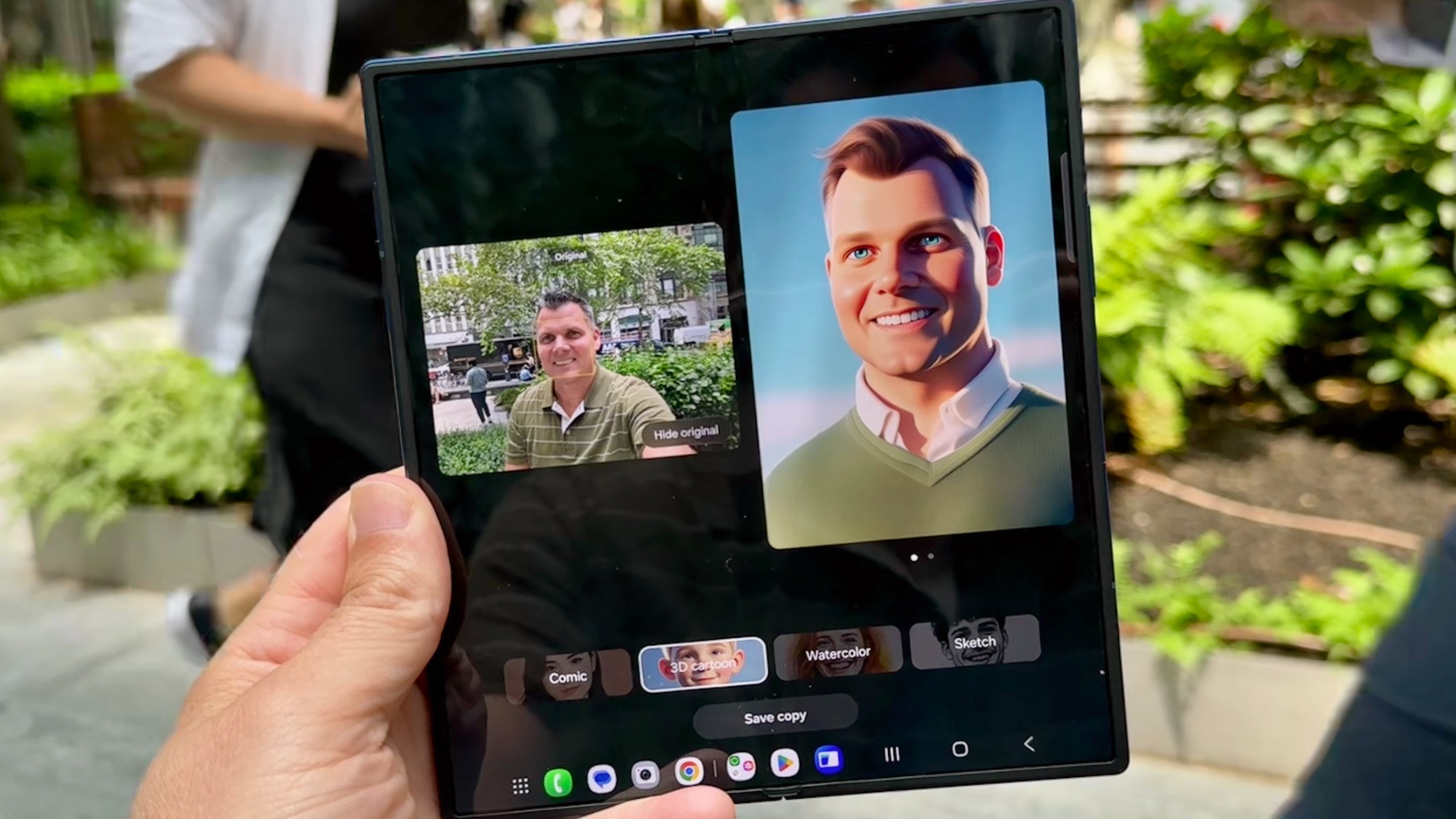 Samsung Galaxy Z Fold 7 with 3D cartoon AI generated image