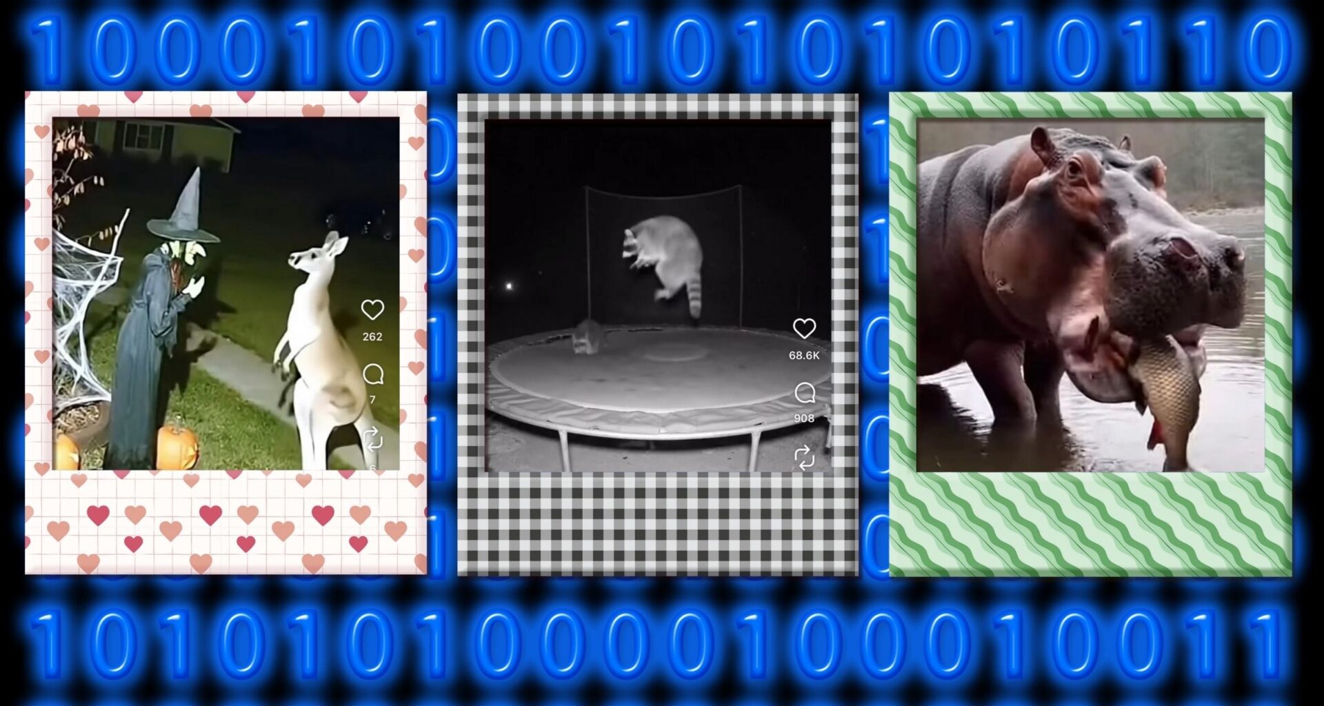 Screen grabs from AI generated wildlife clips