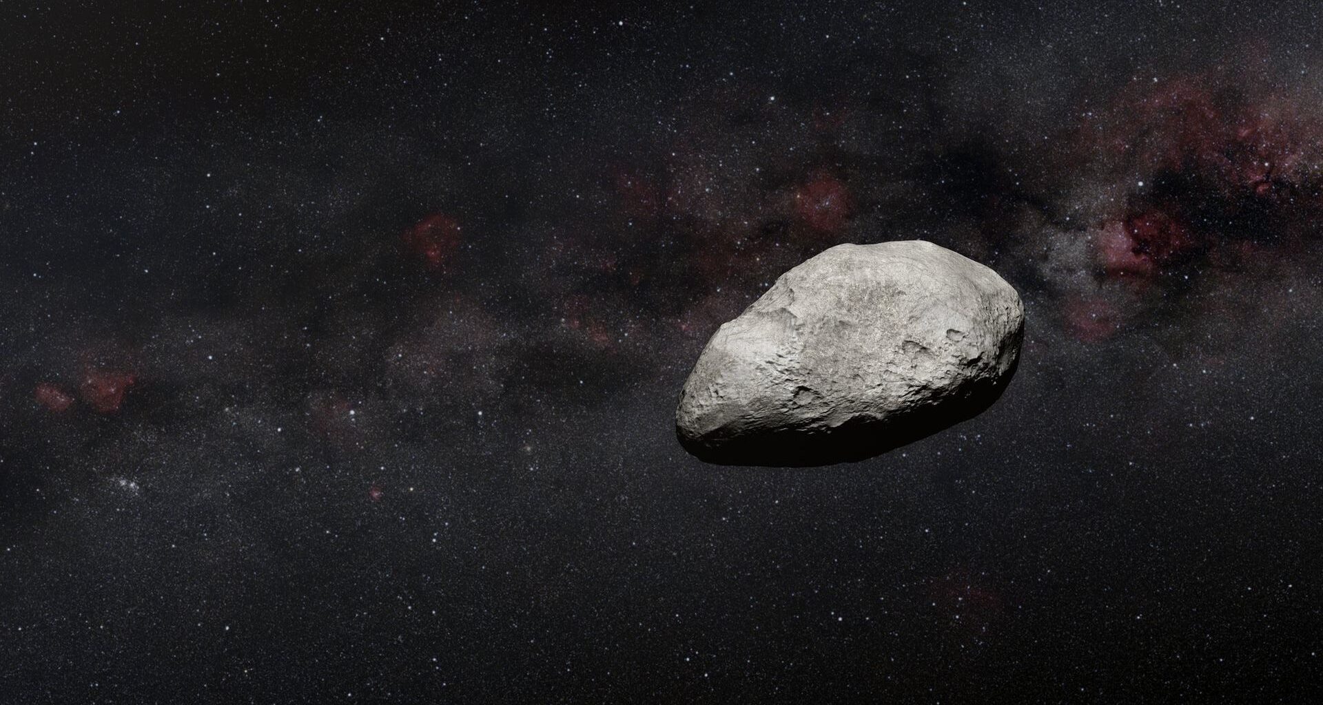 An illustration of an asteroid in outer space