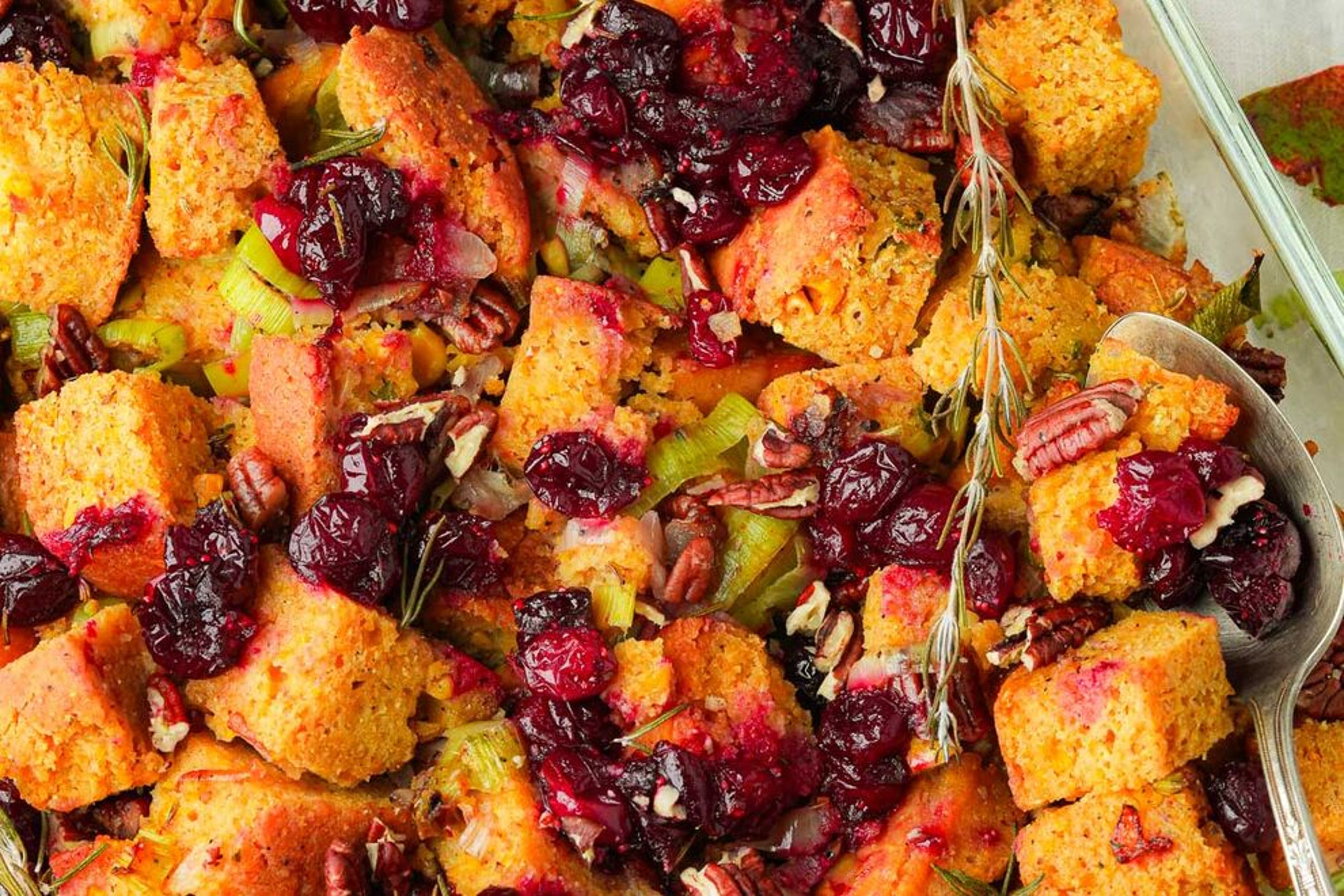 Vegan cornbread dressing is a highlight of a healthy holiday meal