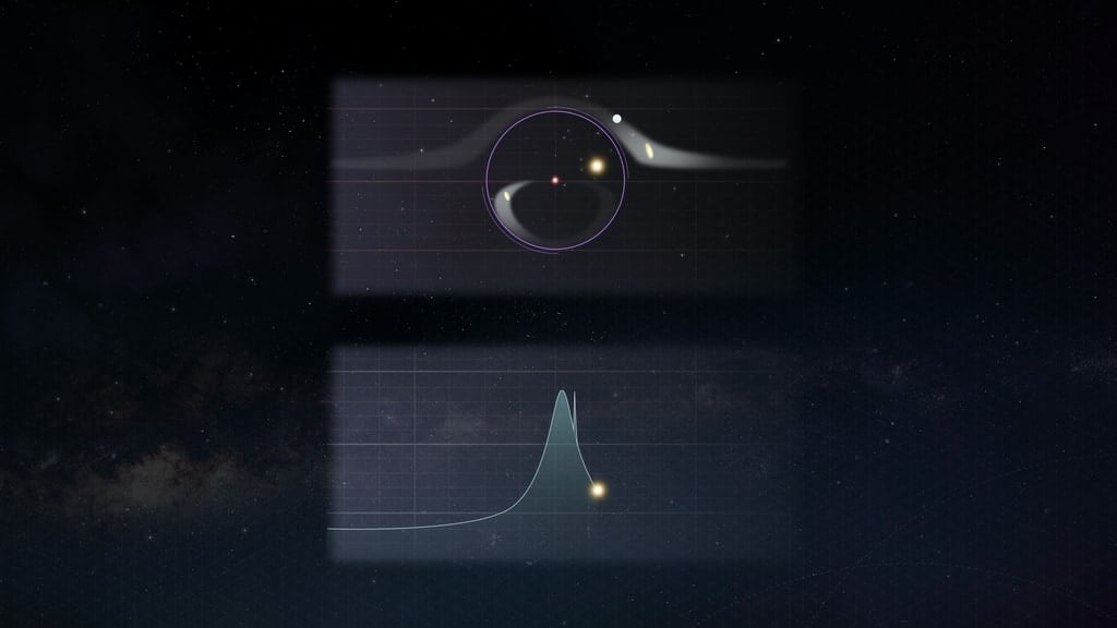 Example of how a gravitational lens could appear to an observer. Credit - NASA's Goddard Space Flight Center / CI Lab