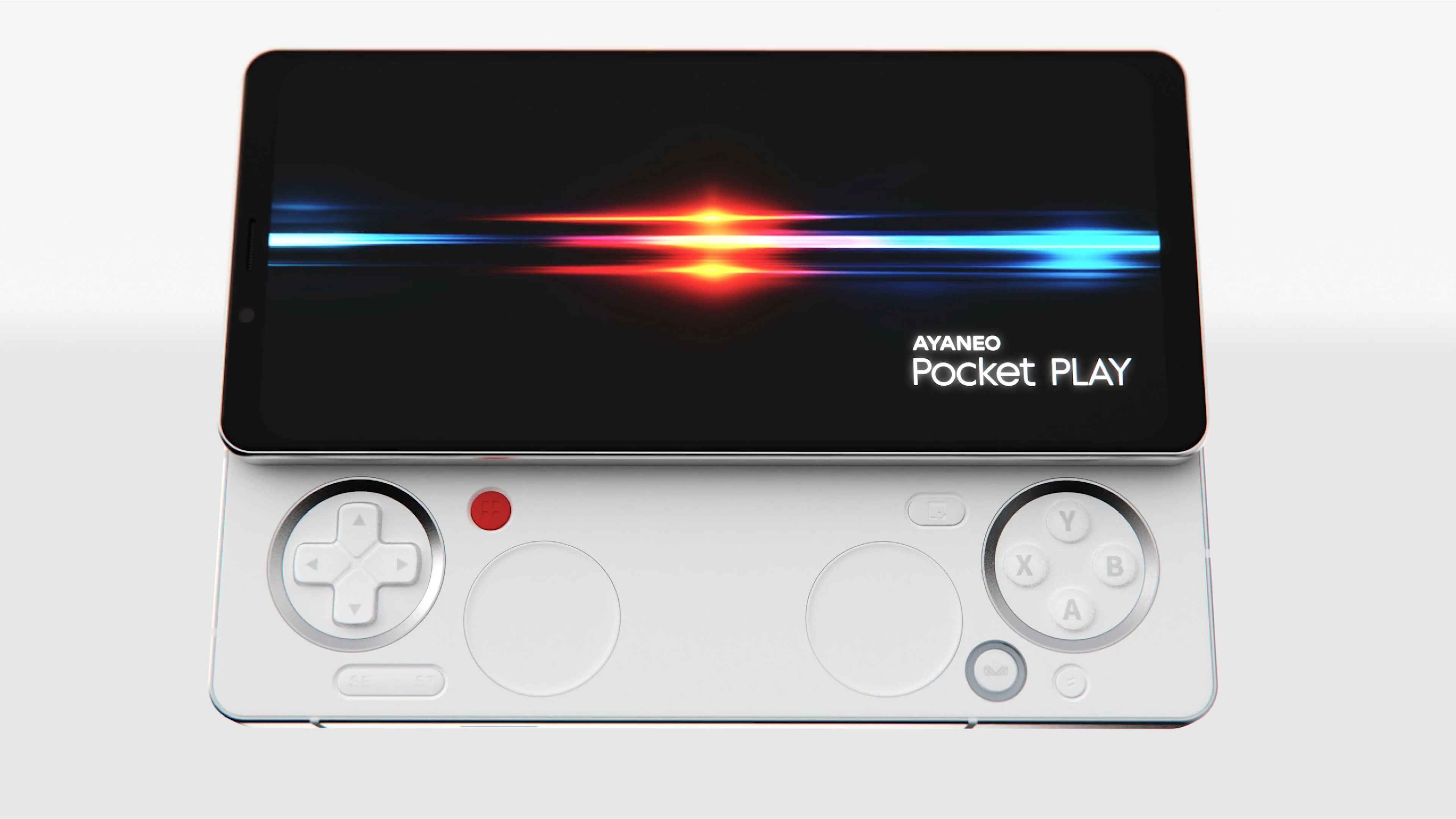 Angled view of the AYANEO Pocket PLAY with the controls showing