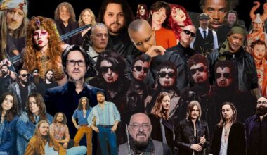 Montage of many of the artists behind the Top 50 rock songs of 2025