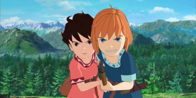Ronja and Birk protecting themselves in Studio Ghibli's 'Ronja, the Robber's Daughter'