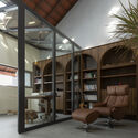 M.Casa / Hinzstudio - Interior Photography, Living Room, Wood, Shelving, Lighting, Chair, Glass