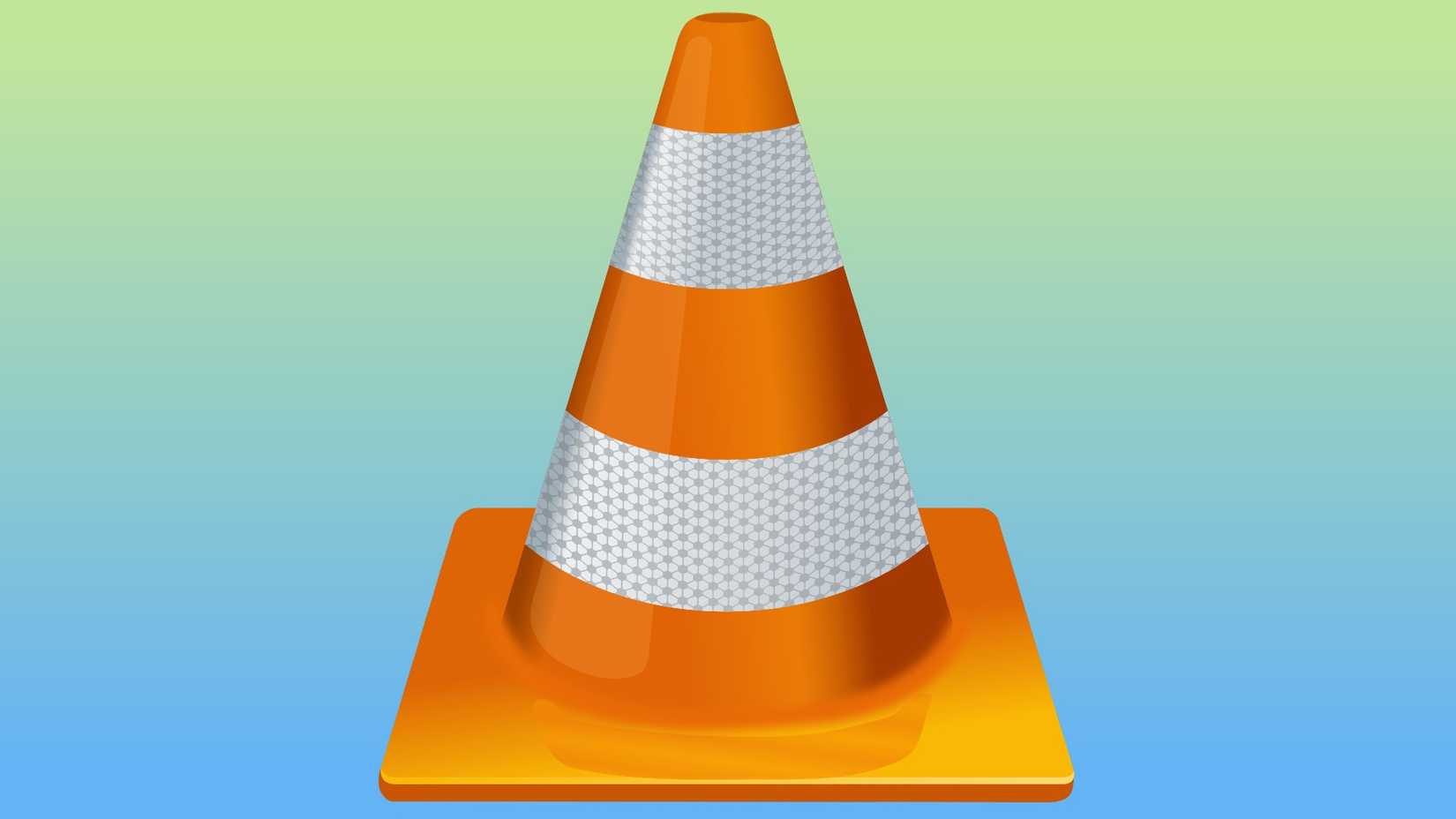 A VLC Media Player logo on a blue and yellow gradiant