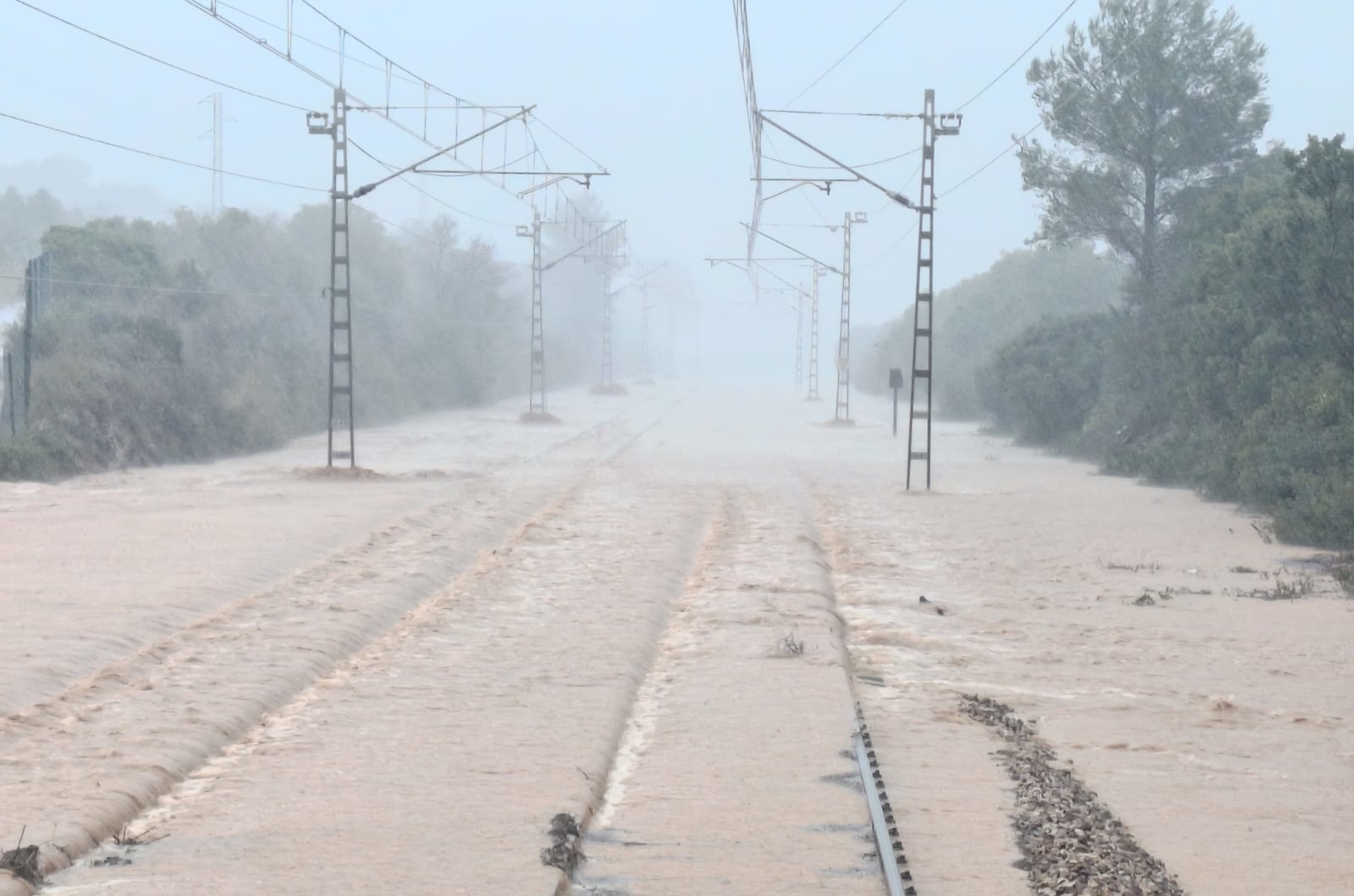 Train tracks flooded in Montsià