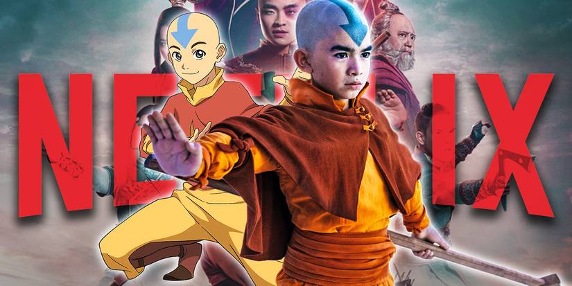 Avatar: The Last Airbender live-action and animated series' Aang with Netflix logo