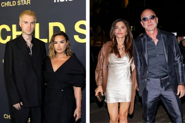 Jordan Lutes and Demi Lovato; Lauren Sanchez and Jeff Bezos