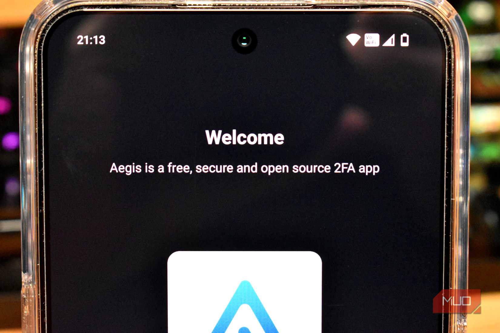 aegis 2fa app login screen on smartphone.
