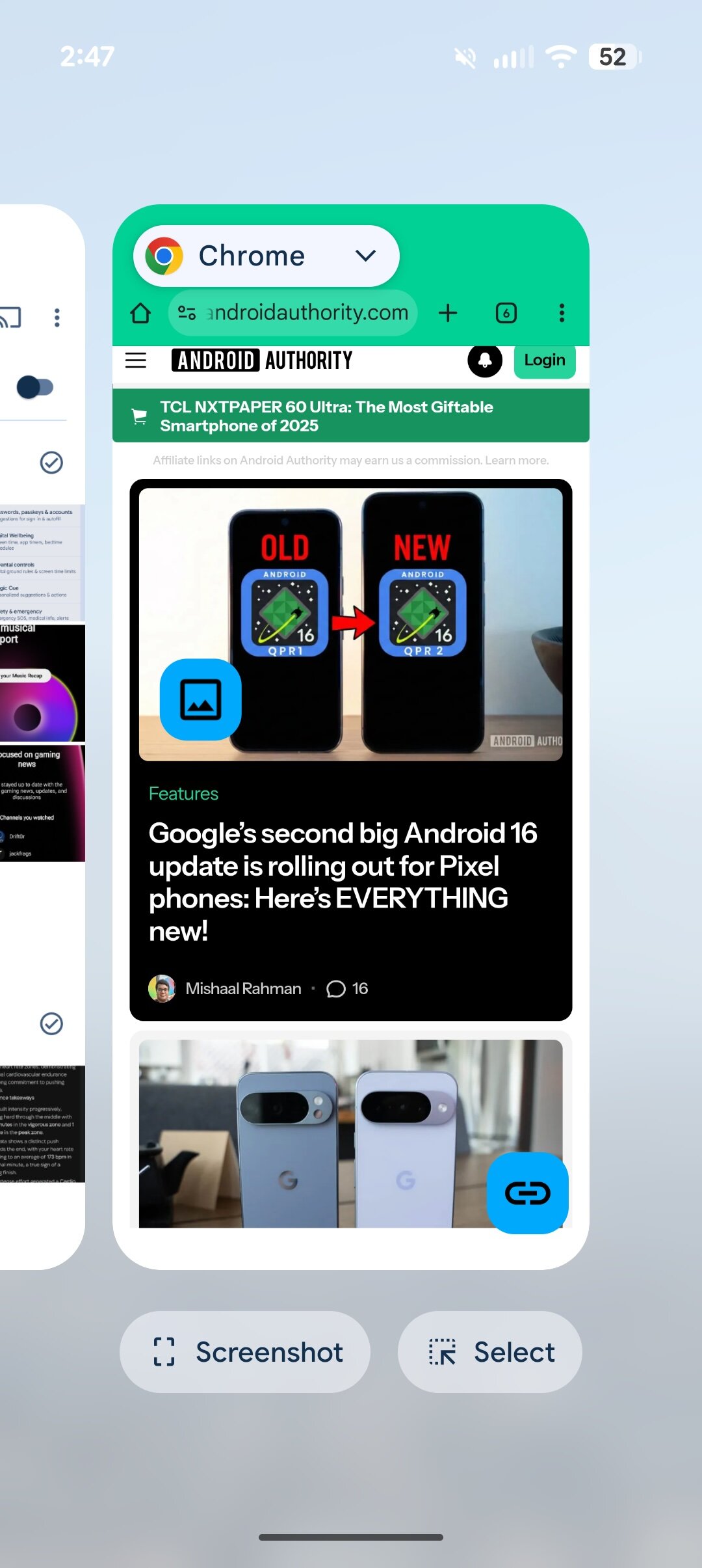 Background blur effect enabled on a Pixel running Android 16 QPR2.