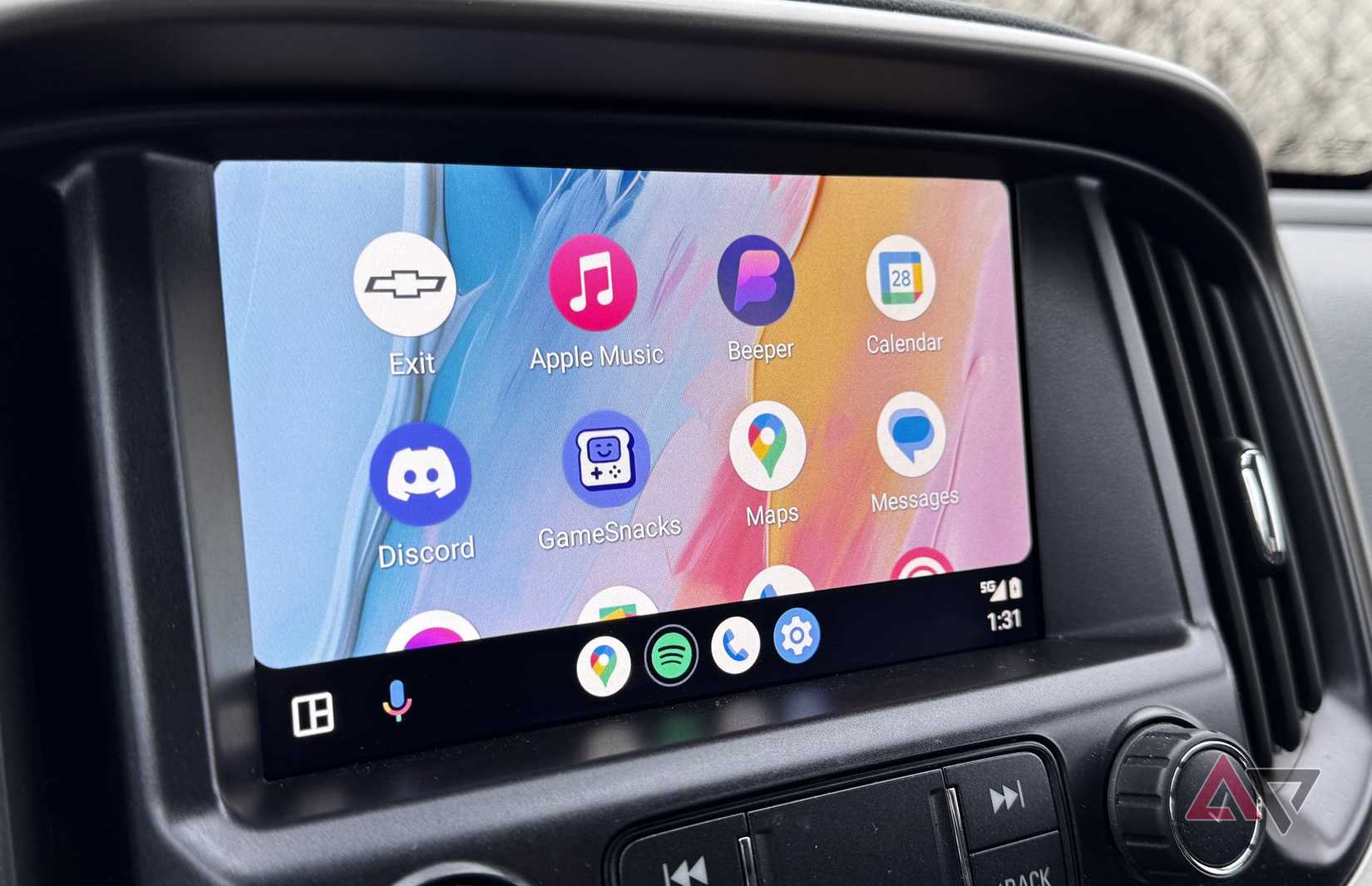 The Android Auto screen in a car dash