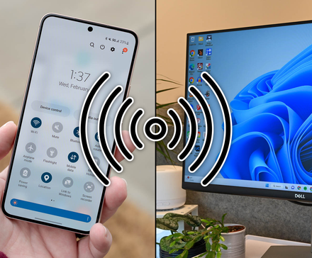 Android phone and Windows PC with tether icon.