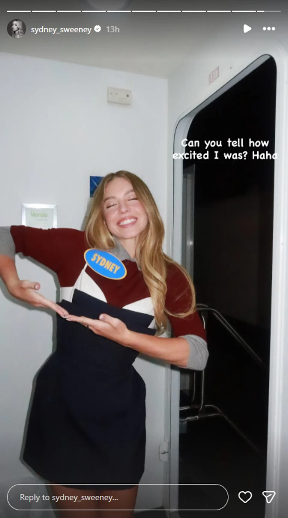 Sydney Sweeney backstage at Celebrity Family Feud.