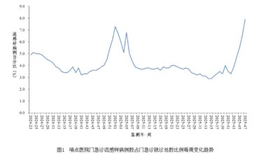 Weekly trend in influenza-like illness visits as a proportion of total outpatient and emergency cases at sentinel hospitals. Photo: Screenshot from the China Center for Disease Control and Prevention (China CDC)