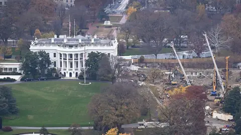 Getty Images The White House, with demolition seen nearby