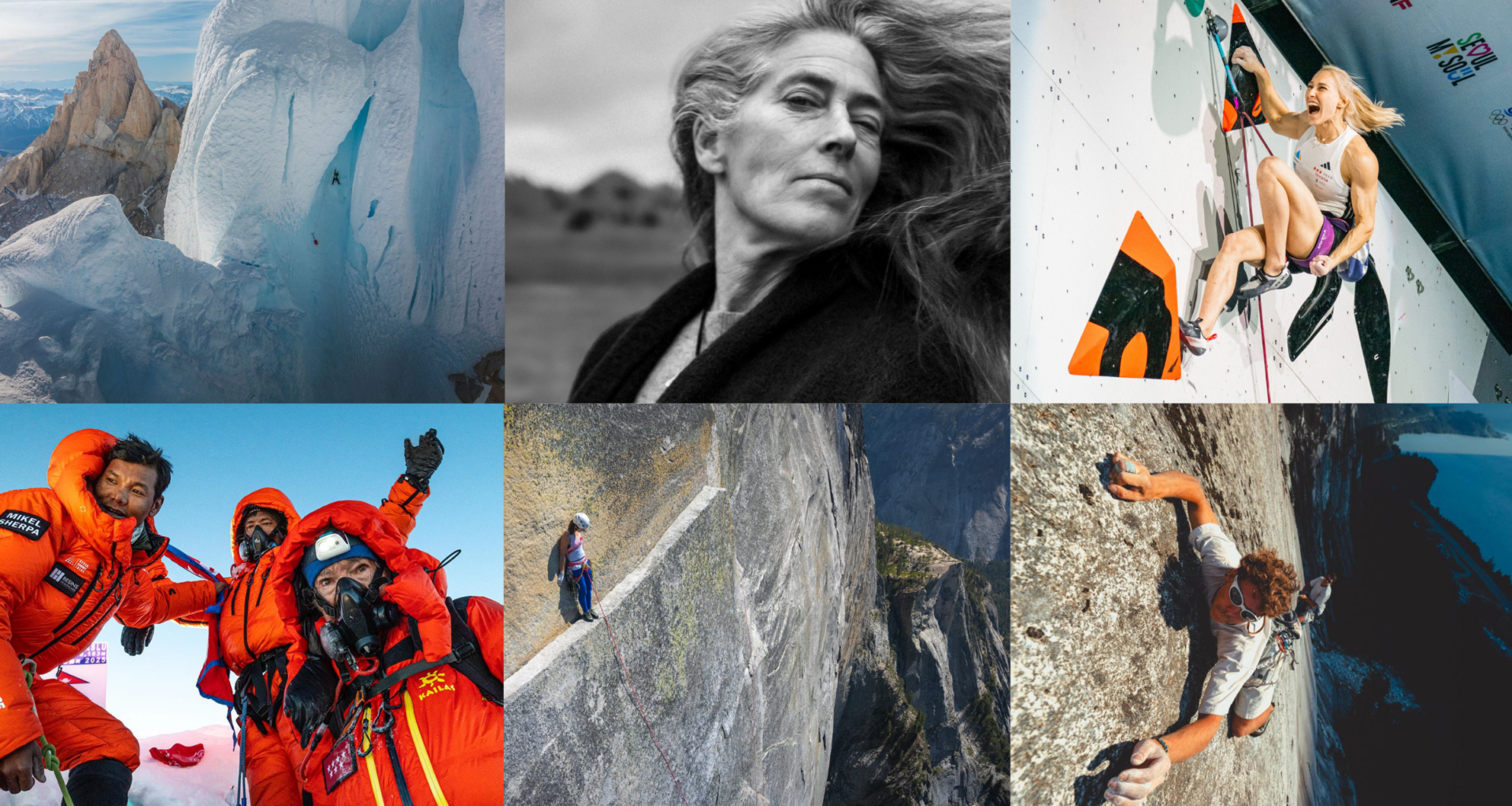 best climbing photos of 2025: cerro torre winter solo, lynn hill, janja garnbret, ethan morf in squamish, thank god ledge on half dome, and carlos soria on manaslu