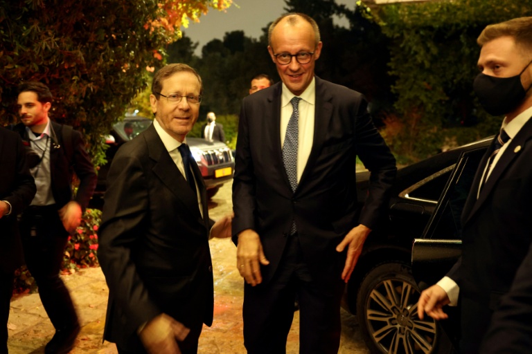 Merz met Israeli President Isaac Herzog in Jerusalem soon after his arrival.