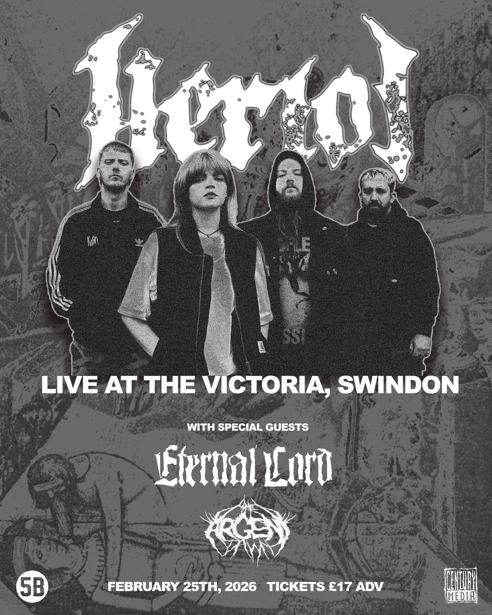 Heriot on a poster for their concert in Swindon in 2026