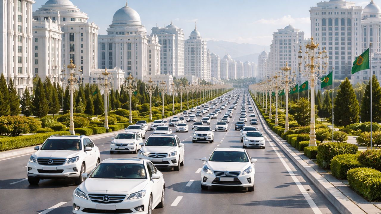 Understand why Ashgabat, in Turkmenistan, only allows white cars and how this curious law has changed the landscape of the capital.