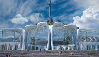 thin stone carves sculptural cathedral on spanish mountains