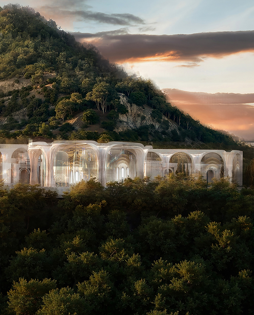thin stone carves sculptural cathedral emerging from spanish mountains