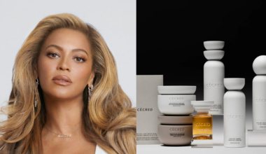 beyonce posing for Cécred campaign; lineup of bestselling Cécred products for the hair