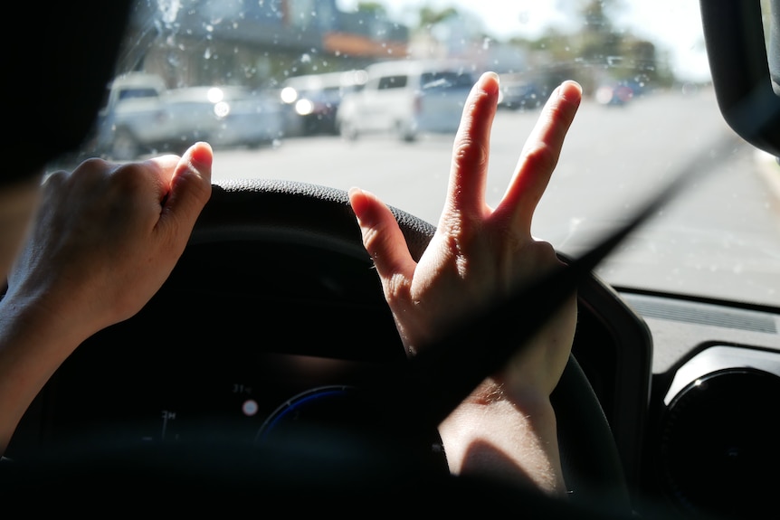 hands on steering wheel 