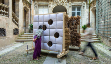 reed-grass filled walls compose sensory installation in montpellier