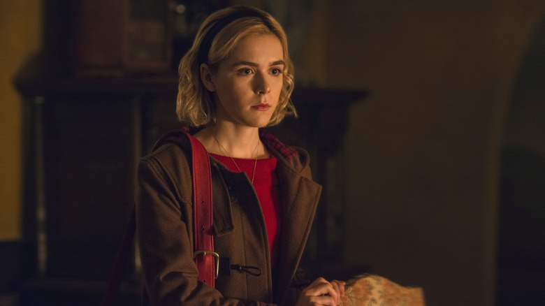 Kiernan Shipka's Sabrina Spellman looking ahead in Chilling Adventures of Sabrina